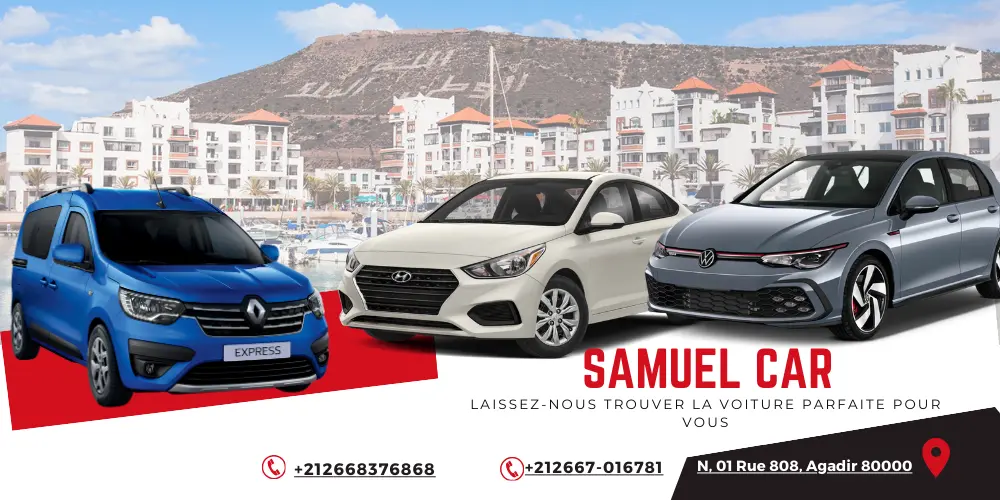 Discover our wide range of rental cars in Agadir: economy cars, comfortable sedans, family SUVs, and luxury vehicles. Perfect for exploring Morocco, from Agadir medina to Taghazout beaches.